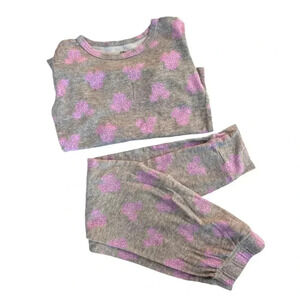 Disney Minnie Mouse Girls 2pc Colorful Soft Pajamas Cotton Sleep Set SZ 8 Gray